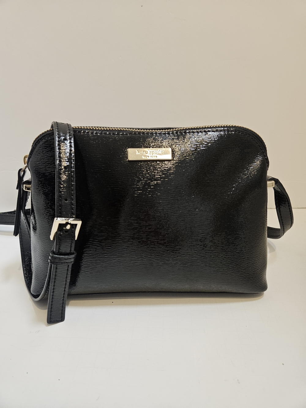 Kate Spade New York Small Black Patent Leather Dome Crossbody Bag NWOT